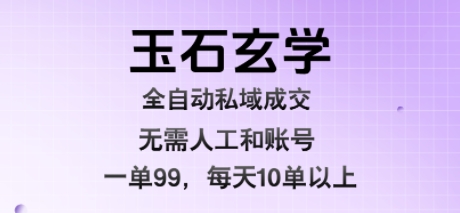 玉石玄学全自动私域成交，一单99每天十单以上，无需人工和矩阵账号，蓝海项目直接干【揭秘】-日入300副业网