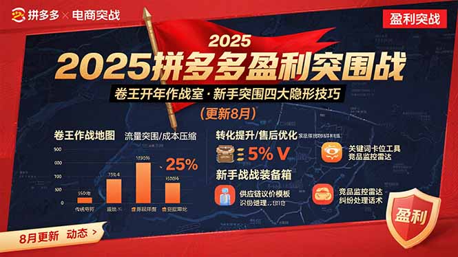 2025拼多多盈利突围战：卷王开年作战室，新手突围四大隐形技巧(更新8月-日入300副业网