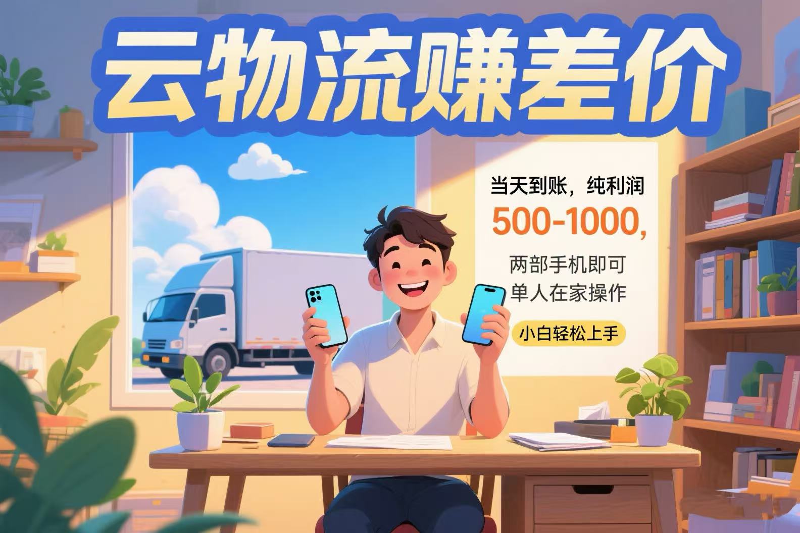 云物流赚差价 当天到账纯利润500-1000 两部手机即可 可单人在家操作 小…-日入300副业网