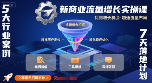 新商业流量增长实操课，找到增长机会，加速流量布局-日入300副业网