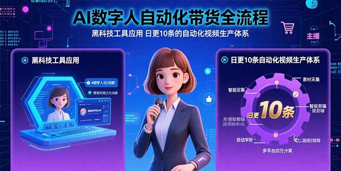 AI数字人自动化带货全流程：黑科技工具应用 日更10条的自动化视频生产体系-日入300副业网