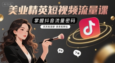 美业精英短视频流量课，掌握抖音流量密码，天天有询单，条条有转化-日入300副业网