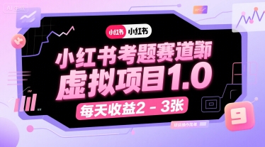 小红书考题赛道虚拟项目1.0，项目操作简单，每天收益2-3张-摇钱述