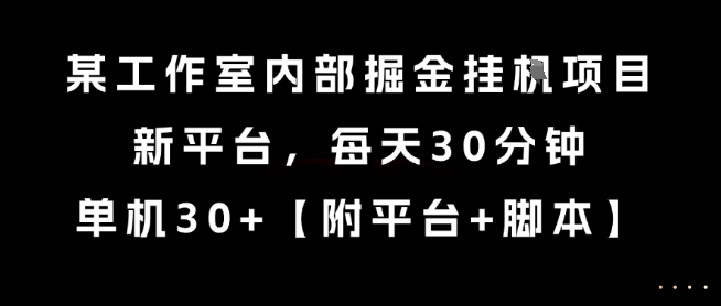 某工作室内部掘金挂G项目，新平台，每天30分钟，单机30+【揭秘】-摇钱述