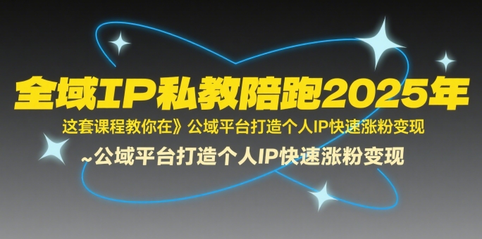全域IP私教陪跑2025年，这套课程教你在公域平台打造个人IP快速涨粉变现-日入300副业网