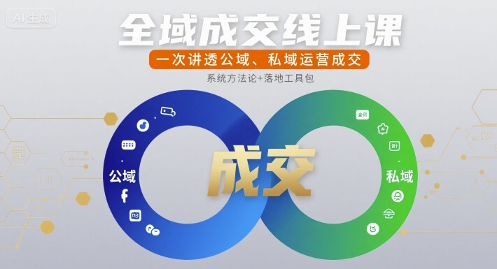 全域成交线上课，一次讲透公域、私域运营成交-日入300副业网