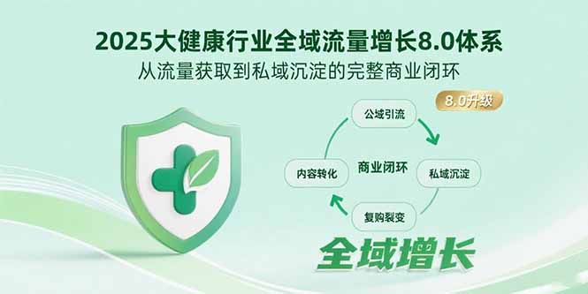 2025大健康行业全域流量增长8.0体系，从流量获取到私域沉淀的完整商业闭环-日入300副业网