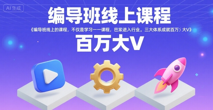编导班线上课程，不仅是学习一门课程，更是进入一个行业，三大体系成就百万大V-日入300副业网