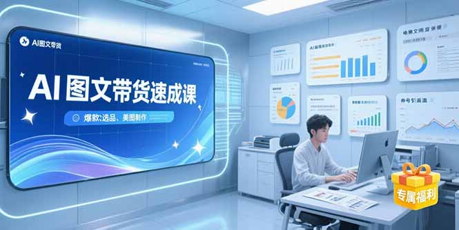 AI图文带货速成课，养号引流秘籍，爆款选品策略，美图制作全流程-摇钱述
