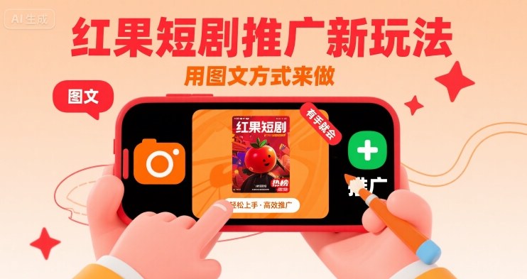 红果短剧推广新玩法，用图文方式来做，有手就会-日入300副业网