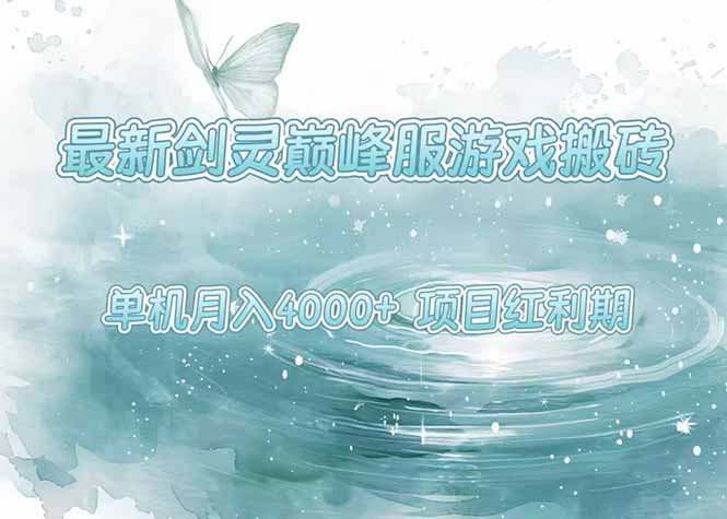 最新剑灵巅峰服游戏搬砖，项目红利期，单机稳定4000+操作简单好上手-日入300副业网