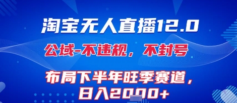 淘宝无人直播12.0，不封号，不违规，布局下半年旺季赛道，日入1k+(独家技术)【揭秘】-日入300副业网