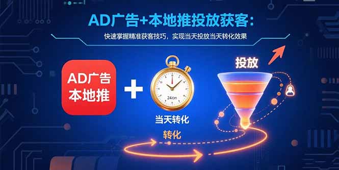 AD广告+本地推投放获客：快速掌握精准获客技巧，实现当天投放当天转化效果-日入300副业网
