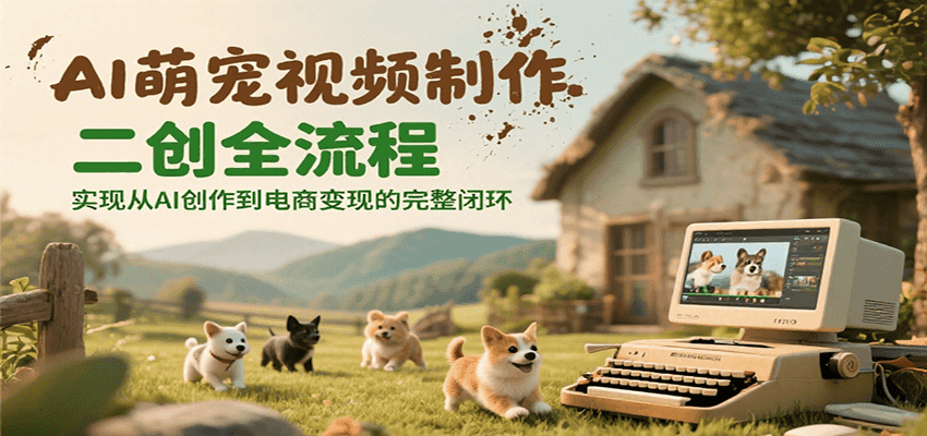 AI萌宠视频制作二创全流程，实现从AI创作到电商变现的完整闭环-摇钱述