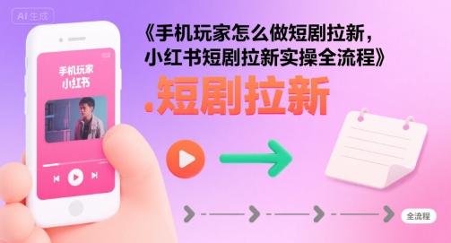 手机玩家怎么做短剧拉新，小红书短剧拉新实操全流程-日入300副业网