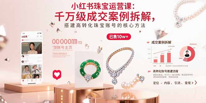 小红书珠宝运营课：千万级成交案例拆解，搭建高转化珠宝账号的核心方法-日入300副业网