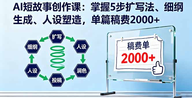 AI短故事创作课：掌握5步扩写法、细纲生成、人设塑造，单篇稿费2000+-摇钱述