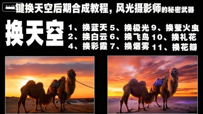 一键换天空后期合成教程,风光摄影师的秘密武器-日入300副业网