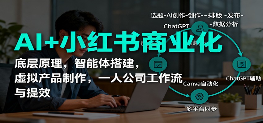 AI+小红书商业化，底层原理，智能体搭建，虚拟产品制作，一人公司工作流与提效-日入300副业网