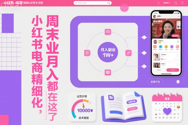 小红书电商精细化运营全流程，周末副业月入1W+，全套方法都在这了-日入300副业网