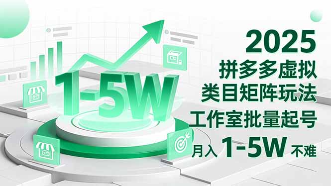 2025 拼多多虚拟类目矩阵玩法，工作室批量起号，月入 1-5W 不难-日入300副业网