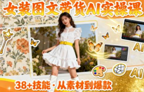 女装图文带货的AI实操课，覆盖38个实用技能，快速提升素材制作效率-日入300副业网