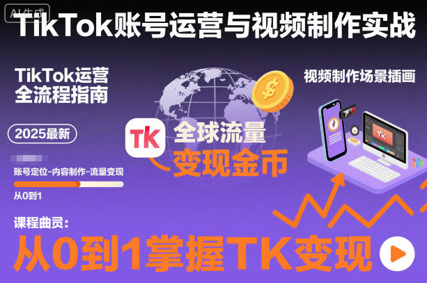 2025最新TikTok账号运营与视频制作实战全流程，从0到1掌握TK变现(含11月最新TK搬运技术)-日入300副业网