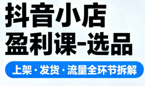 抖音小店盈利课-选品·上架·发货·流量全环节拆解-日入300副业网