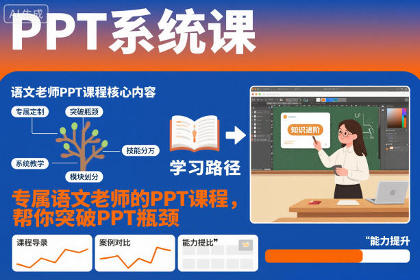 PPT系统课，专属语文老师的PPT课程，帮你突破PPT瓶颈-日入300副业网