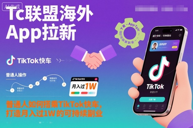 Tc联盟海外App拉新：普通人如何搭乘TikTok快车，打造月入过1W的可持续副业-日入300副业网