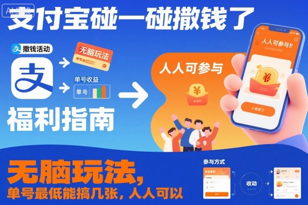 支付宝碰一碰撒钱了，无脑玩法，单号最低能搞几张，人人可以撸【揭秘】-日入300副业网