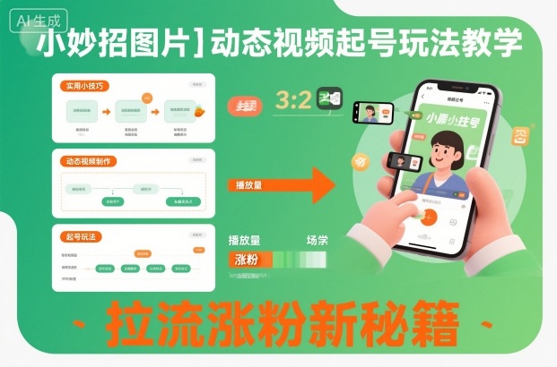 小妙招图片＋动态视频起号玩法教学，拉流涨粉新秘籍-日入300副业网