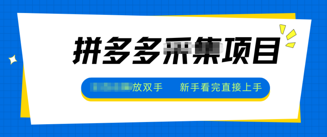 拼多多电商采集，一小时50+，操作简单，零投资-日入300副业网