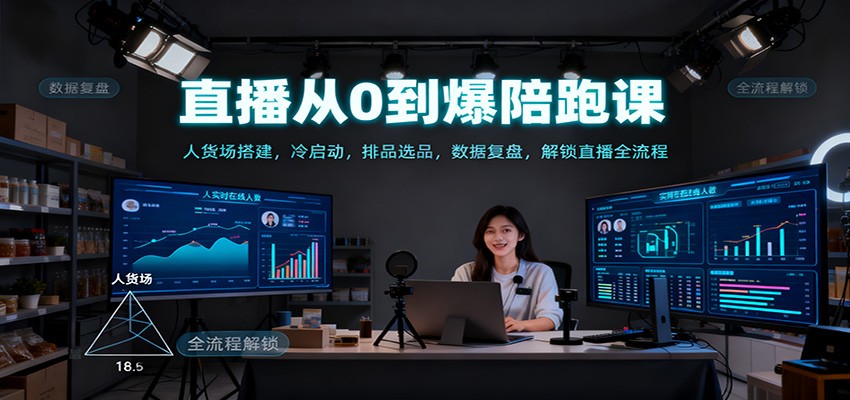 直播从0到爆陪跑课：人货场搭建，冷启动，排品选品，数据复盘，解锁直播全流程-日入300副业网