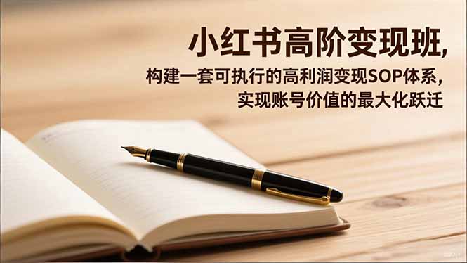 小红书高阶变现班，构建一套可执行的高利润变现SOP体系，实现账号价值的最大化跃迁-日入300副业网
