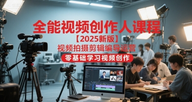 全能视频创作人课程【2025新版】视频拍摄剪辑编导运营，零基础学习视频创作(更新)-日入300副业网