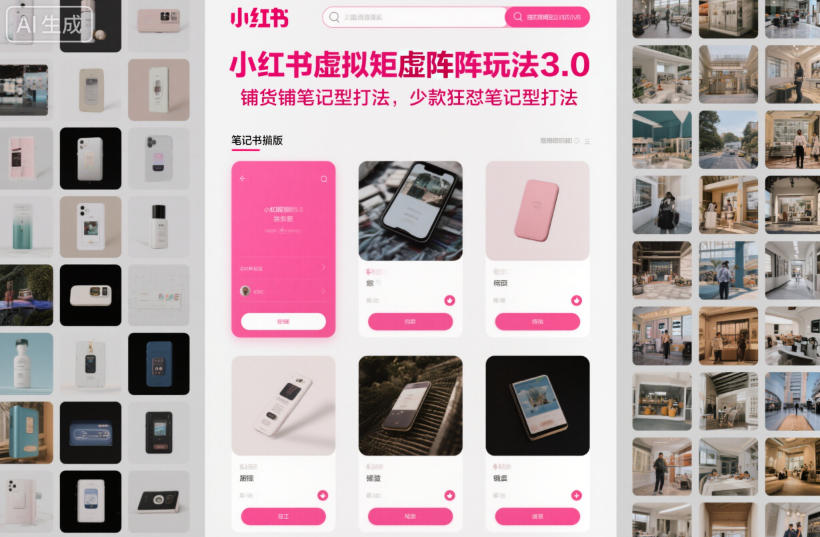 小红书虚拟矩阵玩法3.0，铺货铺笔记型打法，少款狂怼笔记型打法-日入300副业网