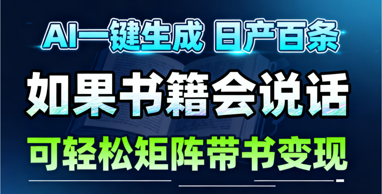 AI书籍会说话，轻松带书变现，月入3W+66资源网-互联网项目分享基地-创业兼职副业分享项目-互联网源码分享-免费源码分享-免费资源分享66资源网