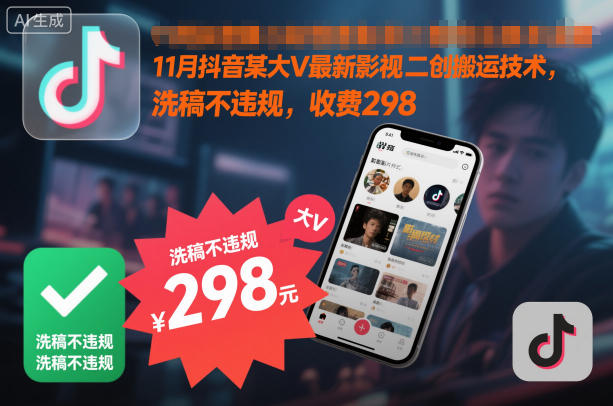 11月抖音某大V最新影视二创搬运技术,洗稿不违规,收费29866资源网-互联网项目分享基地-创业兼职副业分享项目-互联网源码分享-免费源码分享-免费资源分享66资源网