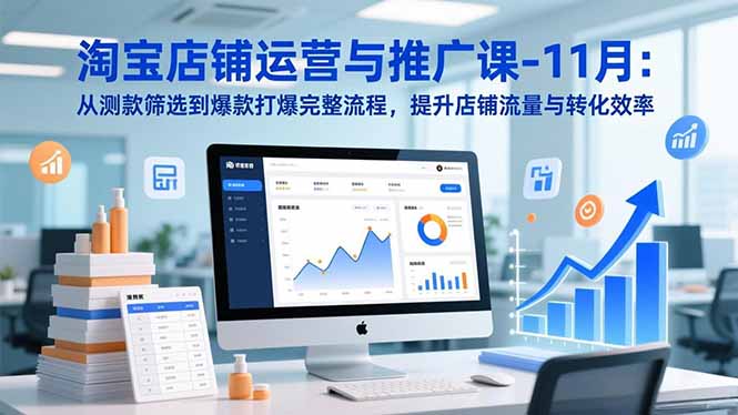 淘宝店铺运营与推广课-11月：从测款筛选到爆款打爆完整流程，提升店铺流量与转化效率-日入300副业网