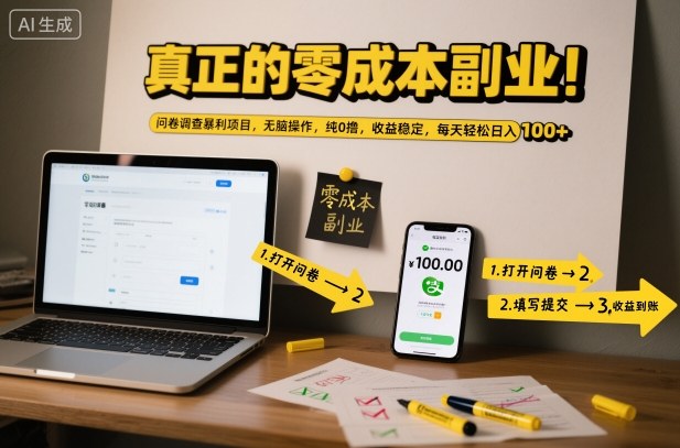 真正的零成本副业!问卷调查暴利项目,无脑操作,纯0撸,收益稳定,每天轻松日入100+【揭秘】66资源网-互联网项目分享基地-创业兼职副业分享项目-互联网源码分享-免费源码分享-免费资源分享66资源网