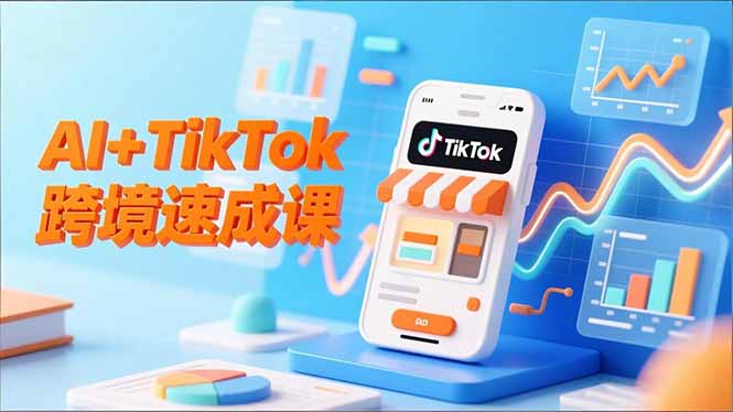 AI+TikTok跨境速成课，智能翻译、店铺定位、流程拆解，7天高效上线运营