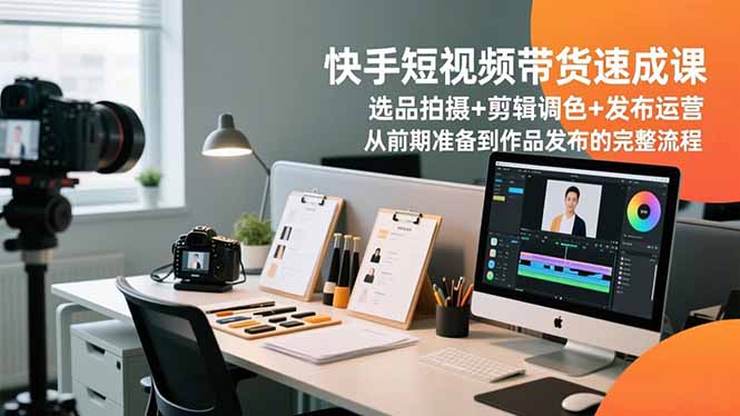 快手短视频带货速成课，选品拍摄+剪辑调色+发布运营，从前期准备到作品发布的完整流程-摇钱树