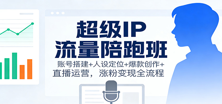 超级IP流量陪跑班：账号搭建+人设定位+爆款创作+直播运营，涨粉变现全流程-摇钱树