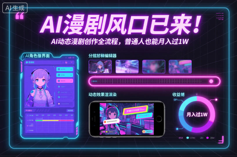 AI漫剧风口已来！AI动态漫剧创作全流程，普通人也能月入过1W-摇钱树