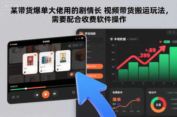 某带货爆单大佬用的剧情长视频带货搬运玩法，需要配合收费软件操作-摇钱树