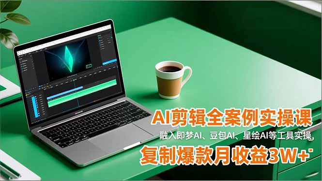 AI剪辑全案例实操课，融入即梦AI、豆包AI、星绘AI等工具实操，复制爆款月收益3W+-摇钱树