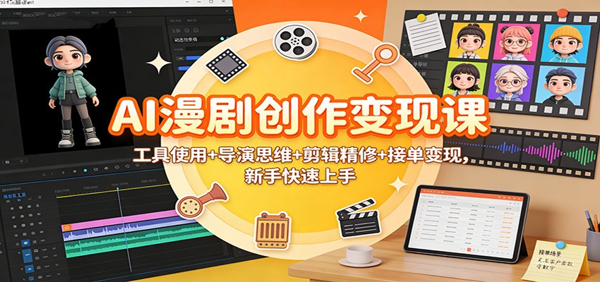 AI漫剧创作变现课:工具使用+导演思维+剪辑精修+接单变现,新手快速上手-佳文