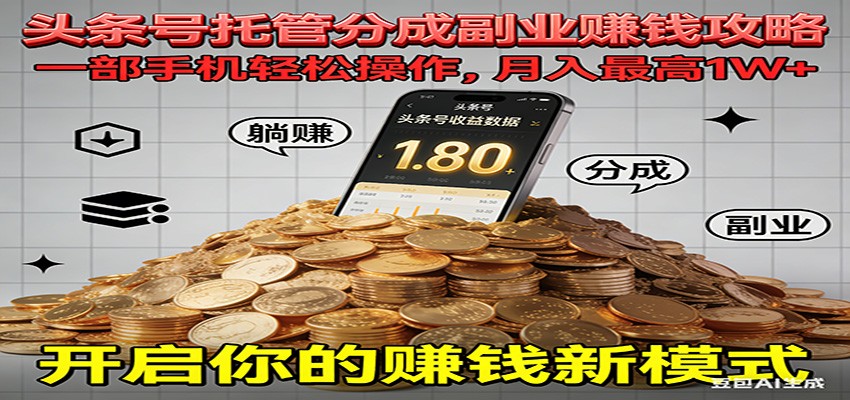 全程托管今日头条,一部手机就可以开干,最高躺赚1W+-摇钱树