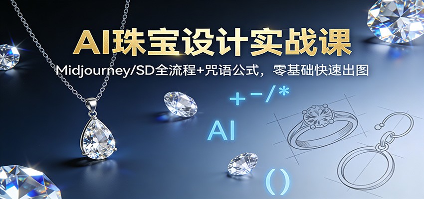 AI珠宝设计实战课:Midjourney/SD全流程+咒语公式,零基础快速出图-摇钱树
